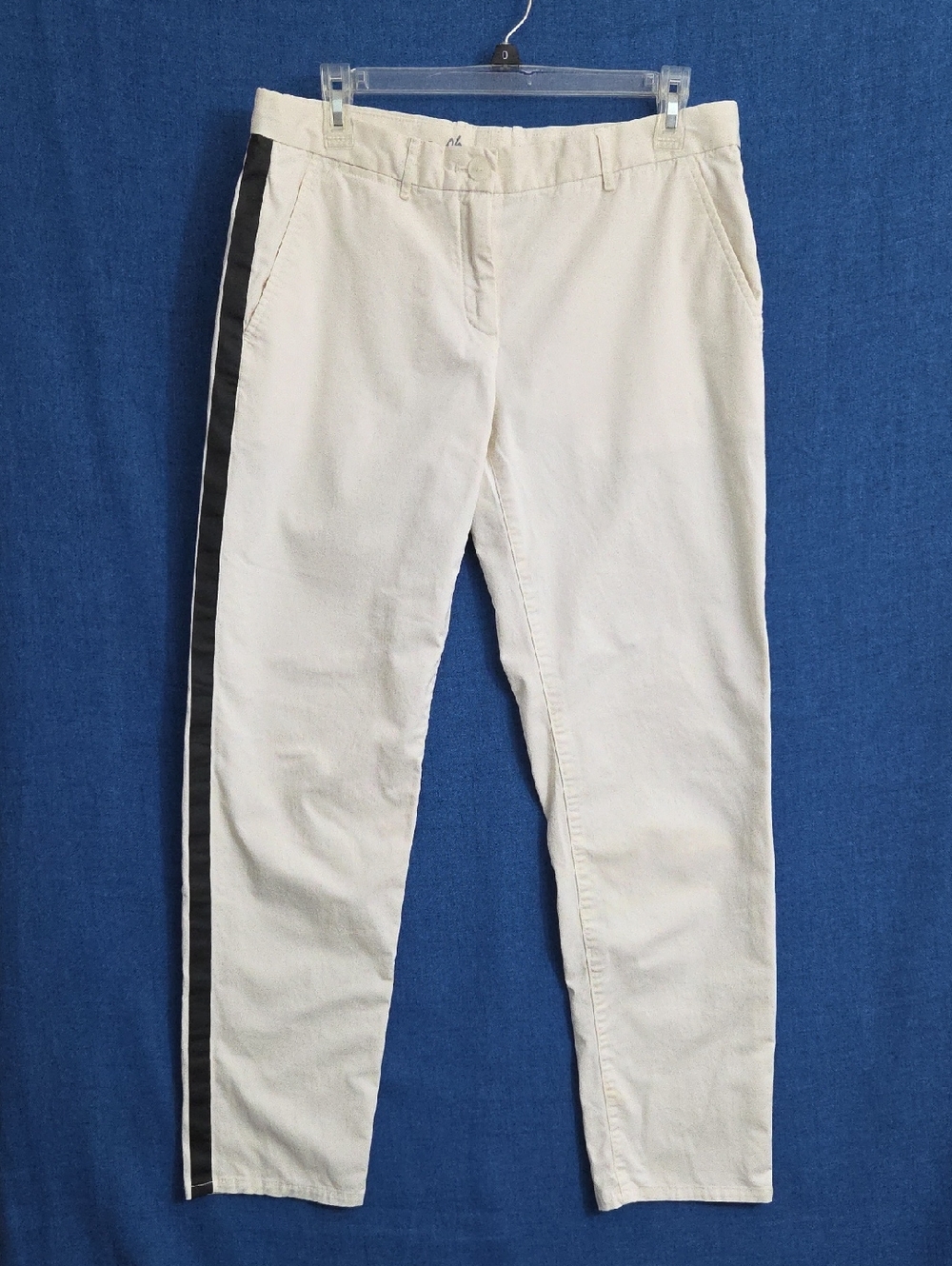 GAP Khakis Broken-In Straight in White‎ With Black Leg Stripe